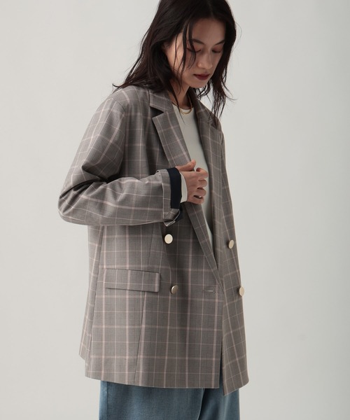 Elura（エルーラ）の「映えラクテーラードジャケット/634734（テーラードジャケット・レディース・ライトグレー/ネイビー/チェック・SMALL/MEDIUM）」の9枚目の写真