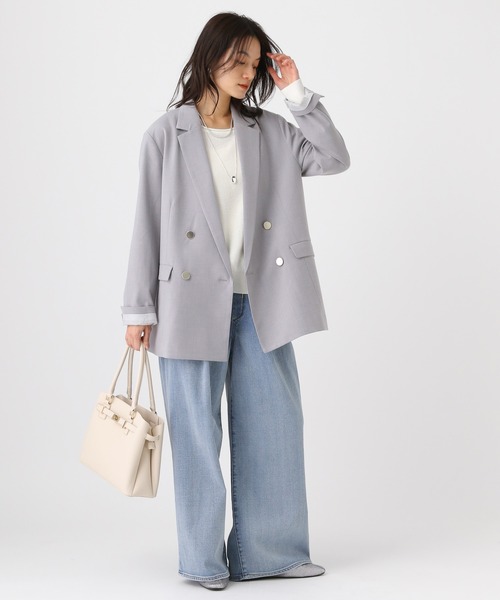 Elura（エルーラ）の「映えラクテーラードジャケット/634734（テーラードジャケット・レディース・ライトグレー/ネイビー/チェック・SMALL/MEDIUM）」の6枚目の写真