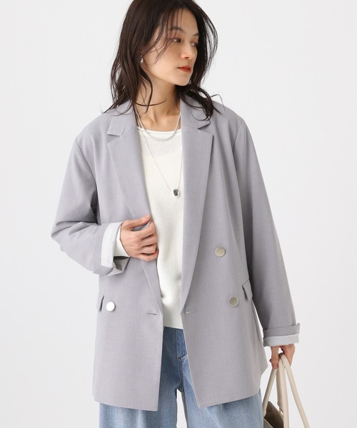 Elura（エルーラ）の「映えラクテーラードジャケット/634734（テーラードジャケット・レディース・ライトグレー/ネイビー/チェック・SMALL/MEDIUM）」の4枚目の写真