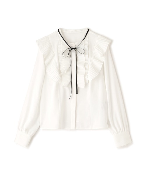 JILL by JILL STUART（ジルバイジルスチュアート）の「プリーツフリルブラウス（シャツ/ブラウス・レディース・ホワイト/ブラック/グレー・FREE）」の4枚目の写真