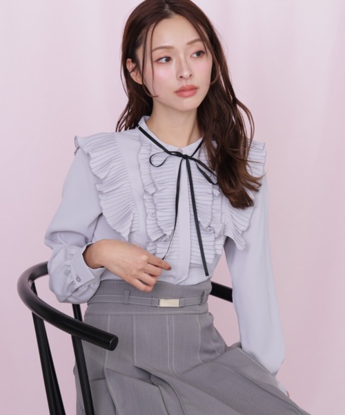 シャツ/ブラウス(長袖/七分) JILTU petit frill knit プリーツフリルブラウス（シャツ/ブラウス）｜JILL by JILL STUART
