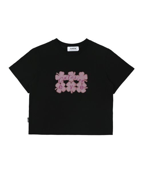 SUIBOM（スイボム）の「キャッチングアイ クロップTシャツ - ブラック（Tシャツ/カットソー・レディース・その他・ONE SIZE）」の2枚目の写真