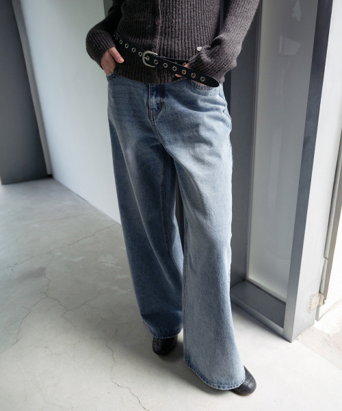 DAMAGE WIDE DENIM PANTS BLUE 【公式通販】 DAMAGE WIDE DENIM PANTS BLUE 【公式通販】