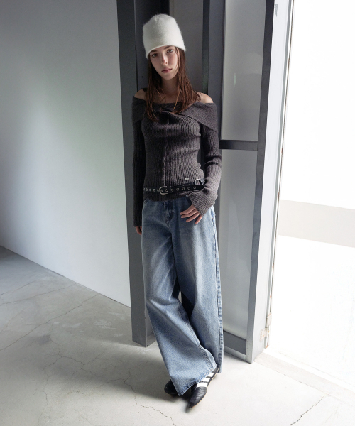 DAMAGE WIDE DENIM PANTS BLUE 【公式通販】 DAMAGE WIDE DENIM PANTS BLUE 【公式通販】