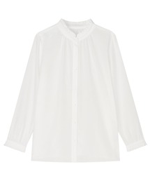 TOKYO SHIRTS | シルキーサテン バンドカラーフリル ブラウス(シャツ/ブラウス)