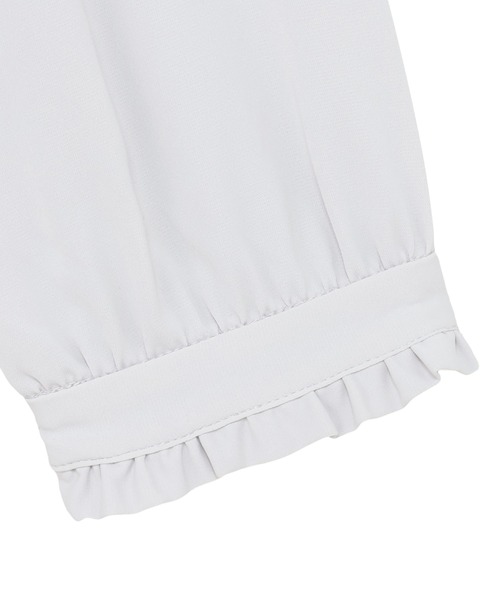 TOKYO SHIRTS（トウキョウシャツ）の「シルキーサテン バンドカラーフリル ブラウス（シャツ/ブラウス・レディース・ホワイト/グレー・M/L）」の11枚目の写真