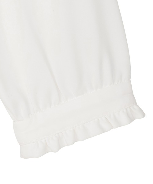 TOKYO SHIRTS（トウキョウシャツ）の「シルキーサテン バンドカラーフリル ブラウス（シャツ/ブラウス・レディース・ホワイト/グレー・M/L）」の6枚目の写真