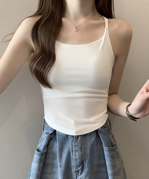 Lace Ladies（レースレディース）の「ソリッドカラー バック オープン ストラップ ブラトップ（キャミソール・レディース・ベージュ/ホワイト/ブラック・FREE）」の9枚目の写真