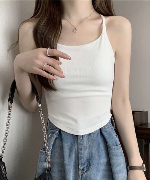 Lace Ladies（レースレディース）の「ソリッドカラー バック オープン ストラップ ブラトップ（キャミソール・レディース・ベージュ/ホワイト/ブラック・FREE）」の10枚目の写真