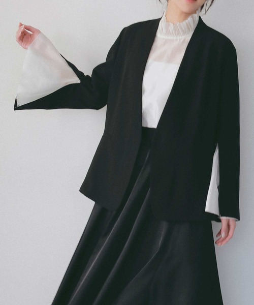 AJUGA.（アジュガ）の「フレアスリーブ スタンドネックシアーブラウス【セレモニー/オケージョン】（シャツ/ブラウス・レディース・オフホワイト/ピンク/ブラック・FREE）」の14枚目の写真