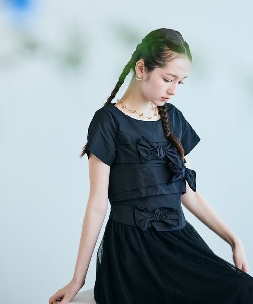 Audie a Muses(オーディアミューズ)の「タフタリボンチュールドッキングワンピース(ワンピース・レディース・ピンク/ブラック・38/40/42/36)」の16枚目の写真