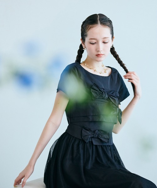 Audie a Muses(オーディアミューズ)の「タフタリボンチュールドッキングワンピース(ワンピース・レディース・ピンク/ブラック・38/40/42/36)」の15枚目の写真