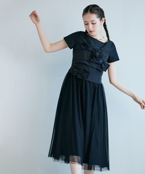Audie a Muses(オーディアミューズ)の「タフタリボンチュールドッキングワンピース(ワンピース・レディース・ピンク/ブラック・38/40/42/36)」の7枚目の写真