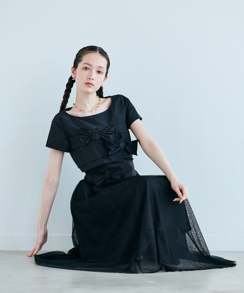 Audie a Muses(オーディアミューズ)の「タフタリボンチュールドッキングワンピース(ワンピース・レディース・ピンク/ブラック・38/40/42/36)」の13枚目の写真