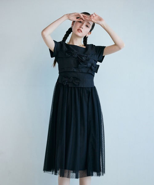 Audie a Muses(オーディアミューズ)の「タフタリボンチュールドッキングワンピース(ワンピース・レディース・ピンク/ブラック・38/40/42/36)」の8枚目の写真