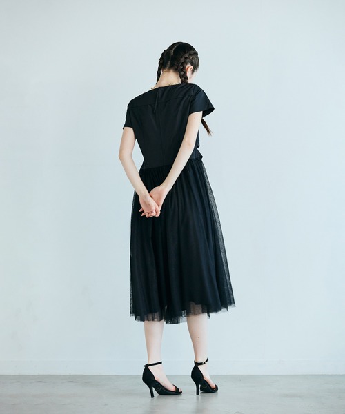 Audie a Muses(オーディアミューズ)の「タフタリボンチュールドッキングワンピース(ワンピース・レディース・ピンク/ブラック・38/40/42/36)」の11枚目の写真