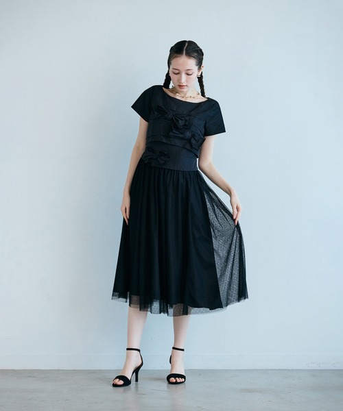 Audie a Muses(オーディアミューズ)の「タフタリボンチュールドッキングワンピース(ワンピース・レディース・ピンク/ブラック・38/40/42/36)」の12枚目の写真