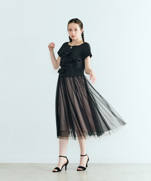 Audie a Muses(オーディアミューズ)の「タフタリボンチュールドッキングワンピース(ワンピース・レディース・ピンク/ブラック・38/40/42/36)」の18枚目の写真