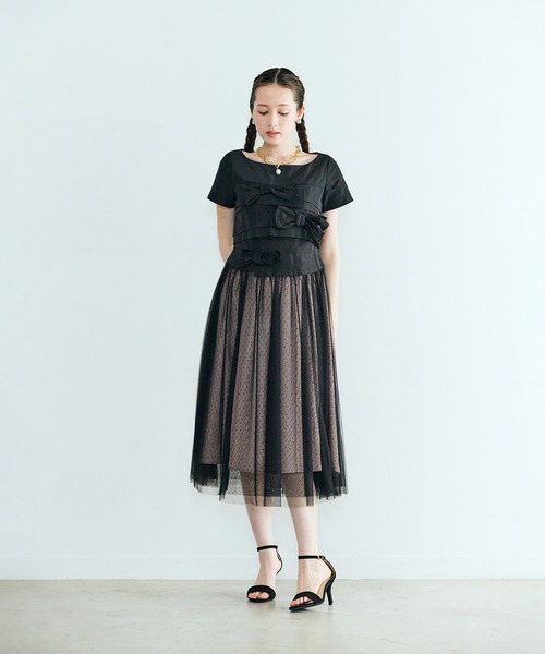 Audie a Muses(オーディアミューズ)の「タフタリボンチュールドッキングワンピース(ワンピース・レディース・ピンク/ブラック・38/40/42/36)」の21枚目の写真