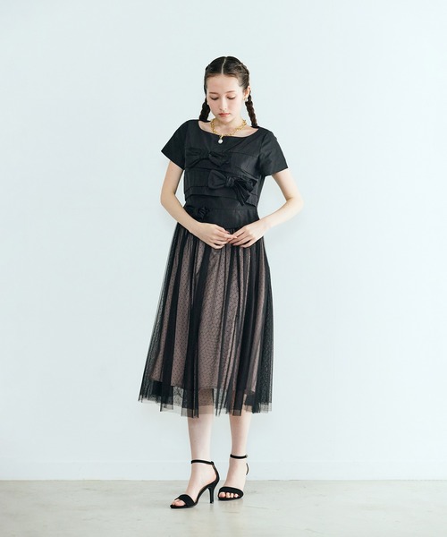 Audie a Muses(オーディアミューズ)の「タフタリボンチュールドッキングワンピース(ワンピース・レディース・ピンク/ブラック・38/40/42/36)」の22枚目の写真