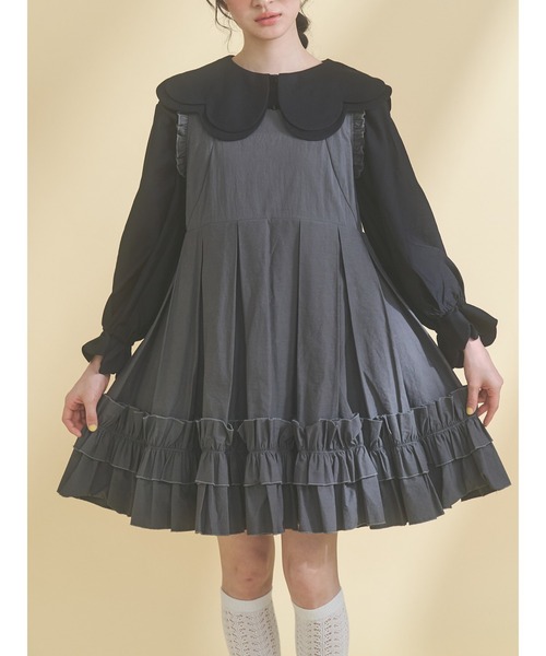 merry jenny（メリージェニー）の「おはなスカラップブラウス（シャツ/ブラウス・レディース・ブラック/ピンク/オフホワイト・FREE）」の2枚目の写真