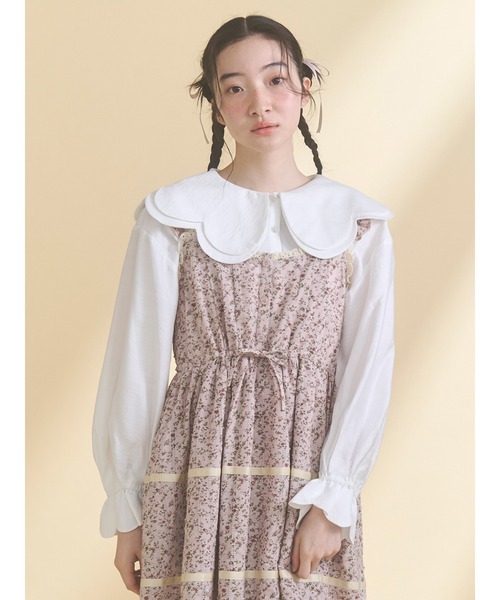 merry jenny（メリージェニー）の「おはなスカラップブラウス（シャツ/ブラウス・レディース・ブラック/ピンク/オフホワイト・FREE）」の4枚目の写真