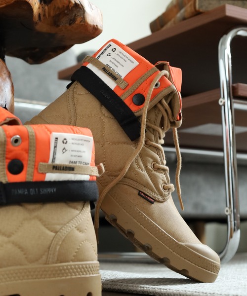 PALLADIUM(パラディウム)の「BAGGY RE-QUILTED バギー キルトテッド スニーカー(ブーツ・メンズ・オリーブ/キャメル・22.5cm/24cm/24.5cm/26cm/26.5cm/27cm/27.5cm/28cm)」の2枚目の写真