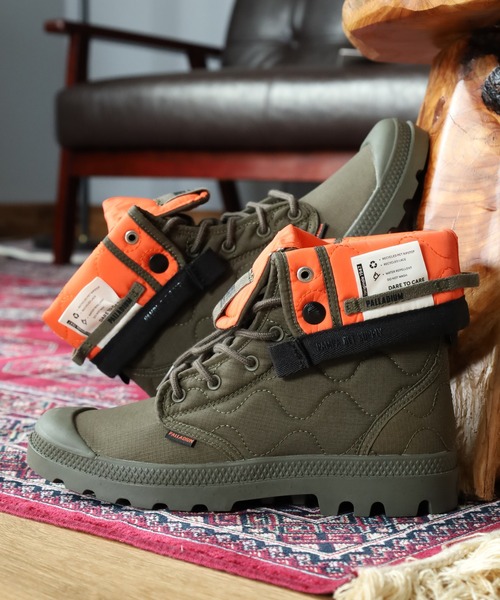 PALLADIUM(パラディウム)の「BAGGY RE-QUILTED バギー キルトテッド スニーカー(ブーツ・メンズ・オリーブ/キャメル・22.5cm/24cm/24.5cm/26cm/26.5cm/27cm/27.5cm/28cm)」の1枚目の写真