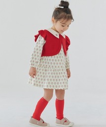 moimoln（モイモルン）の「【2点セット】ショート丈ニットベスト&フラワー総柄長袖ワンピース（ワンピース）」