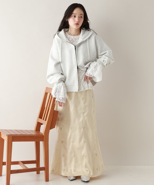 RAGEBLUE(レイジブルー)の「ベルスリーブ/レースフリルレイヤードトップス(Tシャツ/カットソー・レディース・ホワイト/ブラック・FREE)」の3枚目の写真