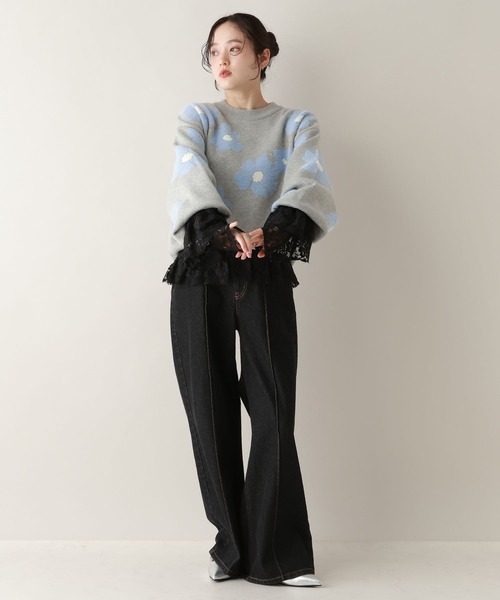 RAGEBLUE(レイジブルー)の「ベルスリーブ/レースフリルレイヤードトップス(Tシャツ/カットソー・レディース・ホワイト/ブラック・FREE)」の8枚目の写真