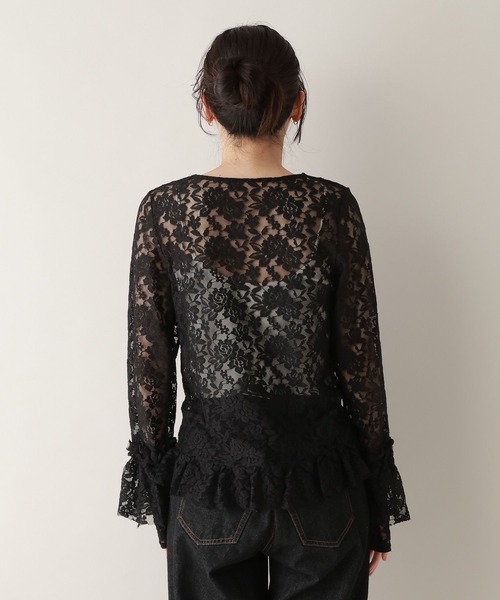 RAGEBLUE(レイジブルー)の「ベルスリーブ/レースフリルレイヤードトップス(Tシャツ/カットソー・レディース・ホワイト/ブラック・FREE)」の11枚目の写真