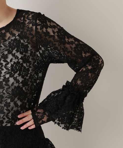 RAGEBLUE(レイジブルー)の「ベルスリーブ/レースフリルレイヤードトップス(Tシャツ/カットソー・レディース・ホワイト/ブラック・FREE)」の13枚目の写真