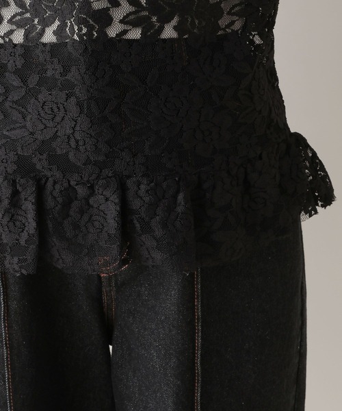 RAGEBLUE(レイジブルー)の「ベルスリーブ/レースフリルレイヤードトップス(Tシャツ/カットソー・レディース・ホワイト/ブラック・FREE)」の14枚目の写真