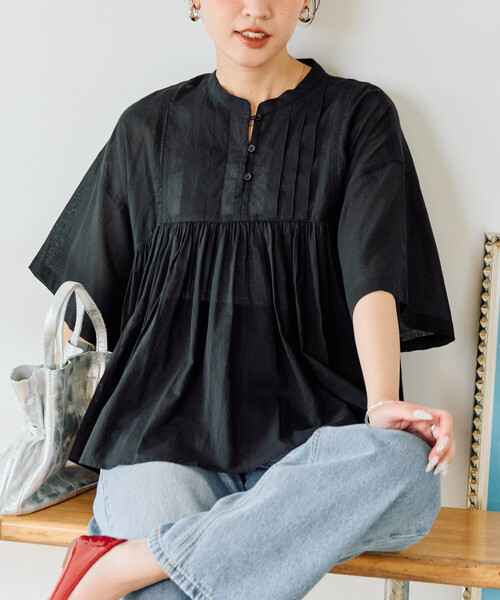 FREAK'S STORE（フリークスストア）の「限定展開　インド タック 切り替え フレア ブラウス（シャツ/ブラウス・レディース・ブラック/オフホワイト/ブルー/ライトピンク/イエロー・ﾌﾘ-）」の11枚目の写真