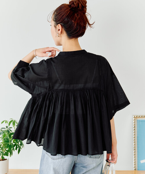 FREAK'S STORE（フリークスストア）の「限定展開　インド タック 切り替え フレア ブラウス（シャツ/ブラウス・レディース・ブラック/オフホワイト/ブルー/ライトピンク/イエロー・ﾌﾘ-）」の12枚目の写真