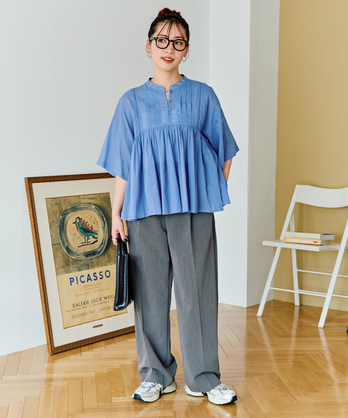 FREAK'S STORE（フリークスストア）の「限定展開　インド タック 切り替え フレア ブラウス（シャツ/ブラウス・レディース・ブラック/オフホワイト/ブルー/ライトピンク/イエロー・ﾌﾘ-）」の14枚目の写真