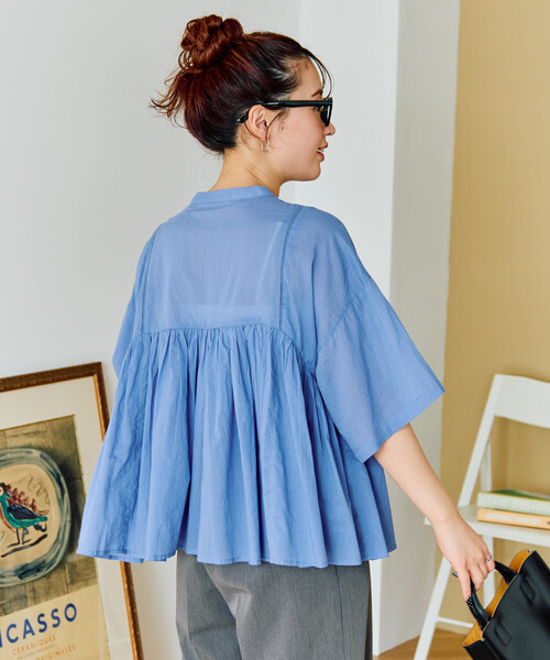 FREAK'S STORE（フリークスストア）の「限定展開　インド タック 切り替え フレア ブラウス（シャツ/ブラウス・レディース・ブラック/オフホワイト/ブルー/ライトピンク/イエロー・ﾌﾘ-）」の16枚目の写真