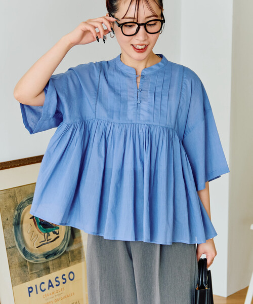 FREAK'S STORE（フリークスストア）の「限定展開　インド タック 切り替え フレア ブラウス（シャツ/ブラウス・レディース・ブラック/オフホワイト/ブルー/ライトピンク/イエロー・ﾌﾘ-）」の18枚目の写真