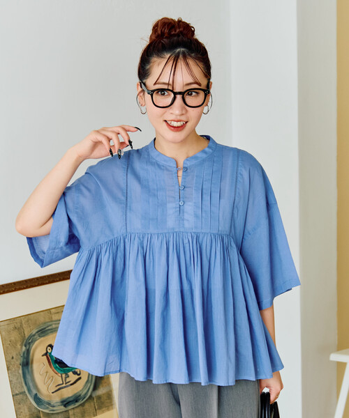 FREAK'S STORE（フリークスストア）の「限定展開　インド タック 切り替え フレア ブラウス（シャツ/ブラウス・レディース・ブラック/オフホワイト/ブルー/ライトピンク/イエロー・ﾌﾘ-）」の19枚目の写真