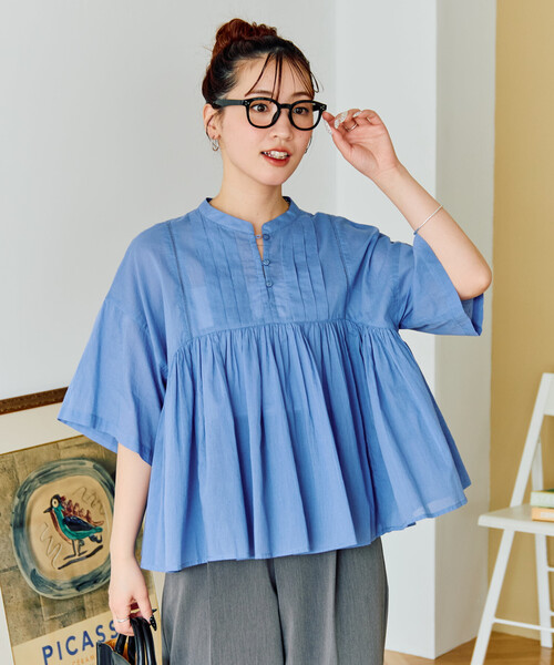 FREAK'S STORE（フリークスストア）の「限定展開　インド タック 切り替え フレア ブラウス（シャツ/ブラウス・レディース・ブラック/オフホワイト/ブルー/ライトピンク/イエロー・ﾌﾘ-）」の20枚目の写真