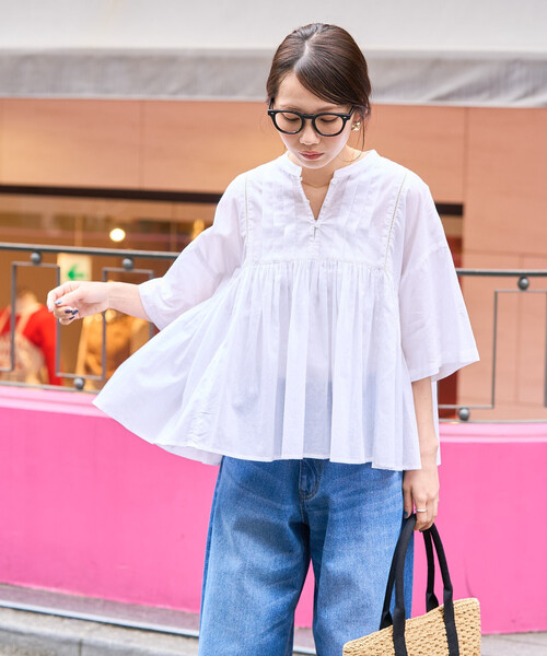 FREAK'S STORE（フリークスストア）の「限定展開　インド タック 切り替え フレア ブラウス（シャツ/ブラウス・レディース・ブラック/オフホワイト/ブルー/ライトピンク/イエロー・ﾌﾘ-）」の22枚目の写真