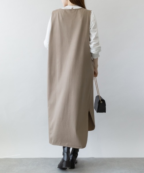 aity（アイティ）の「M-5L ミニ裏毛 スウェットVネックワンピース（ワンピース・レディース・ブラック/ライトカーキ/杢グレー・4L～5L/LL～3L/M～Ｌ）」の8枚目の写真