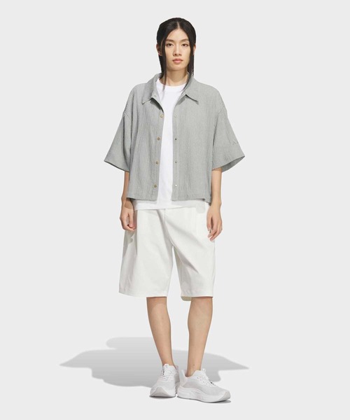adidas(アディダス)の「ソフトリュクス シアー ルーズフィット 襟付き 半袖シャツ / アディダス adidas(シャツ/ブラウス・レディース・グリーン/ホワイト/パープル/ブラック・XX-LARGE/LARGE/MEDIUM/SMALL/X-LARGE/X-SMALL)」の15枚目の写真