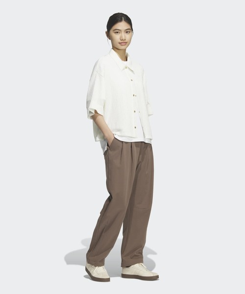 adidas(アディダス)の「ソフトリュクス シアー ルーズフィット 襟付き 半袖シャツ / アディダス adidas(シャツ/ブラウス・レディース・グリーン/ホワイト/パープル/ブラック・XX-LARGE/LARGE/MEDIUM/SMALL/X-LARGE/X-SMALL)」の7枚目の写真