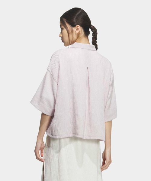 adidas(アディダス)の「ソフトリュクス シアー ルーズフィット 襟付き 半袖シャツ / アディダス adidas(シャツ/ブラウス・レディース・グリーン/ホワイト/パープル/ブラック・XX-LARGE/LARGE/MEDIUM/SMALL/X-LARGE/X-SMALL)」の16枚目の写真