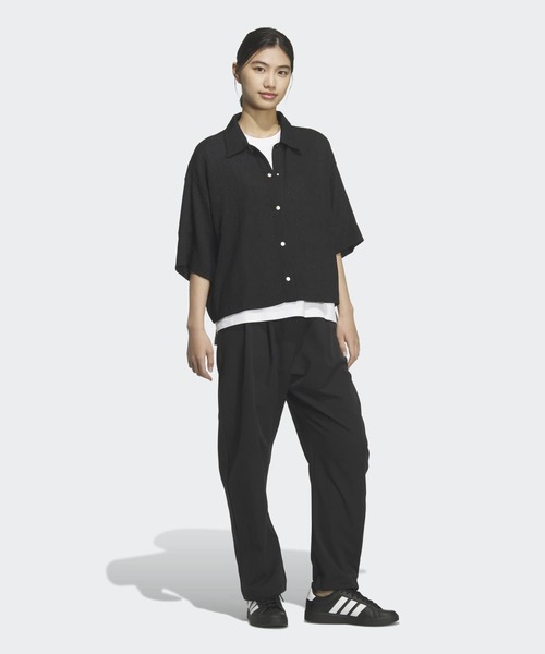 adidas(アディダス)の「ソフトリュクス シアー ルーズフィット 襟付き 半袖シャツ / アディダス adidas(シャツ/ブラウス・レディース・グリーン/ホワイト/パープル/ブラック・XX-LARGE/LARGE/MEDIUM/SMALL/X-LARGE/X-SMALL)」の11枚目の写真