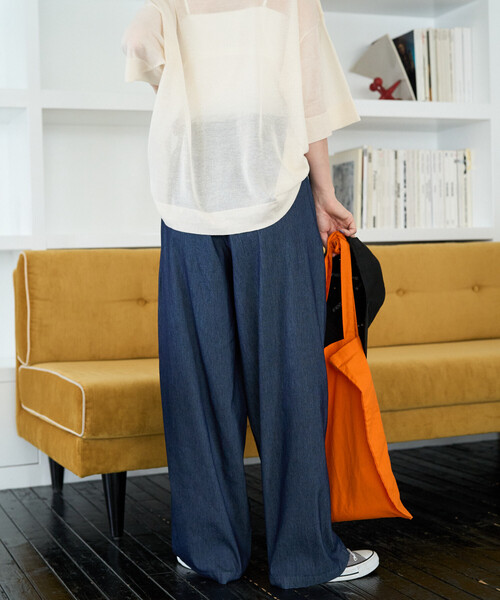 FREAK'S STORE（フリークスストア）の「限定展開　メッシュ デニム イージー パンツ(冷感・吸水速乾)（デニムパンツ・レディース・ブルー/グレー/ブラック/ネイビー・MEDIUM/SMALL）」の8枚目の写真