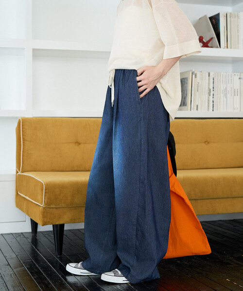 FREAK'S STORE（フリークスストア）の「限定展開　メッシュ デニム イージー パンツ(冷感・吸水速乾)（デニムパンツ・レディース・ブルー/グレー/ブラック/ネイビー・MEDIUM/SMALL）」の9枚目の写真