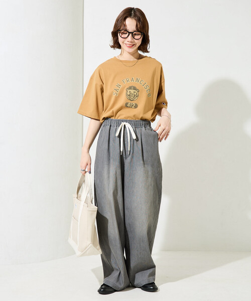 FREAK'S STORE（フリークスストア）の「限定展開　メッシュ デニム イージー パンツ(冷感・吸水速乾)（デニムパンツ・レディース・ブルー/グレー/ブラック/ネイビー・MEDIUM/SMALL）」の17枚目の写真